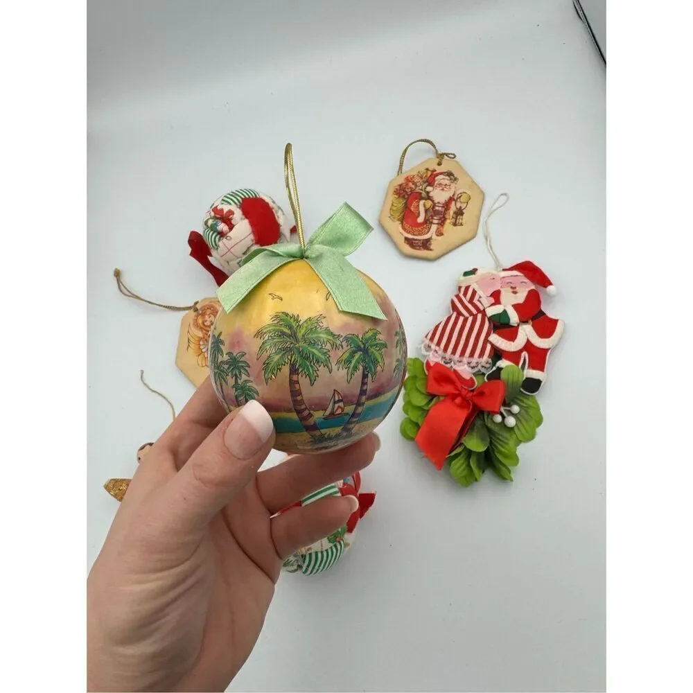 Vintage Multicolor Mixed Christmas Tree Santa Cat Ornaments Decorations